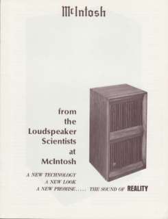 Mcintosh Speakers Brochure 1970s  