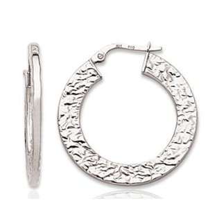    14k White Gold Stylish Texture Circle Hoop Earrings Jewelry