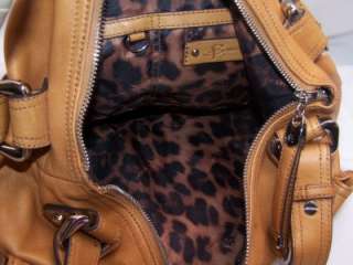 Makowsky NUTMEG Leather Large Double Handle Pocket Satchel Bag 