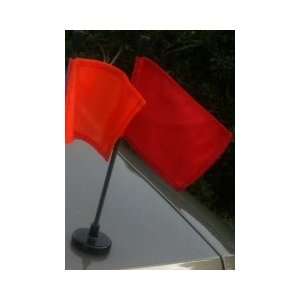  Red Car Flag with Black Magnetic Flag Pole Automotive