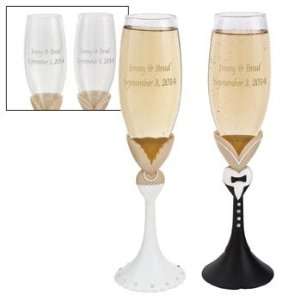  Personalized Tux & Gown Champagne Flute Set   Tableware 