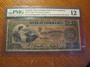 Canada 1912 5$ the bank of Commerce Toronto PMG F 12  