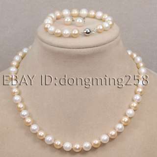   9mm polychrome fresh water round pearl necklace bracelets earrings d67