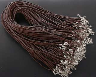 50 Coffee Real Leather Necklace Cord W/ Clasps 18.5  