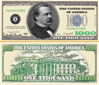 PLAY POKER MONEY $1,000 DOLLAR BILL (500 Bills)  