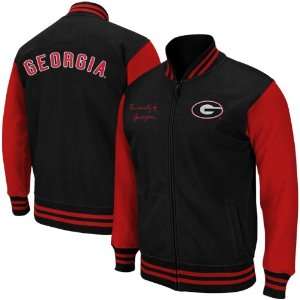  Georgia Bulldogs Black Red Retro Letterman Full Zip Fleece 