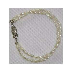   Double Strand Natural Freshwater Biwa Pearls Bracelet 