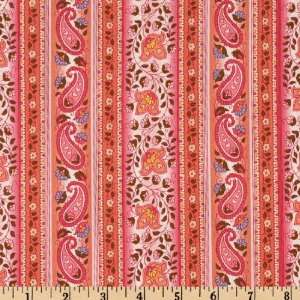 44 Wide Fabri Quilt Watercolor Memories Paisley Stripe Pink Fabric 