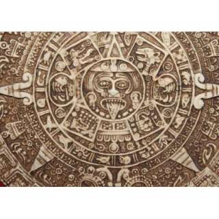   Handcrafted Aztec Mayan Sun Stone Calendar Relief Plaster Plaque