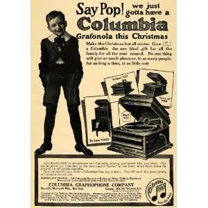  1914 Ad Columbia Graphophone Models Pop Christmas Gift 
