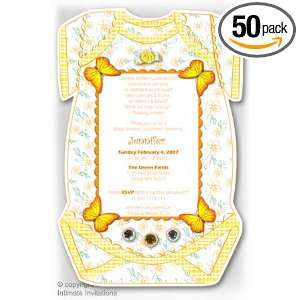  50 Custom Handmade Baby Onesie Baby Shower Invitation   Yellow Baby 
