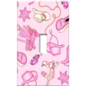   Switch Plate Cover Art Cowgirl Pink Western Single
