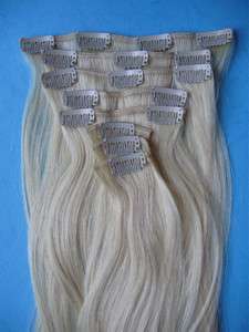 20 L 8 PCS HUMAN HAIR CLIP IN EXTENSIONS #613 & BUY HERE FOR THICK 