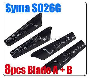 8pcs Main Blade A B For Syma S026G S026 RC Helicopter  