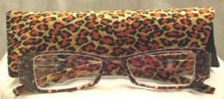ORANGE Leopard Square Reading Glasses Readers w CS 2.5  
