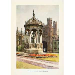  1911 Color Print Haslehurst Trinity College Great Court 