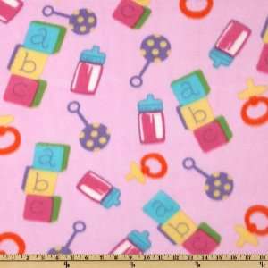  60 Wide Fleece ABC Pink Fabric By The Yard Arts, Crafts 