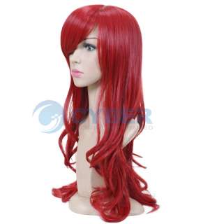   Stylish long Wavy Curly Cosplay Party Hair womens full Wig/Wigs Red