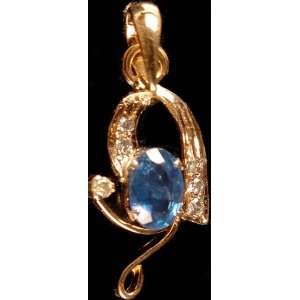  Faceted Sapphire Pendant with Diamonds   18 K Gold 