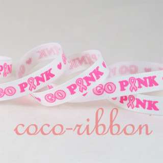   Aware Go Pink Breast Cancer Awareness Grosgrain Ribbon U Pick  