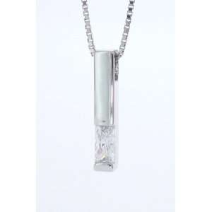  Sterling Silver Pendant in Small Rod with Cubic Zirconia 
