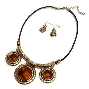   Metal with Topaz Tone Stones; Lobster Clasp Closure; Matching Earrings