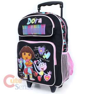 Dora & Boots School Rolling Backpack Roller BagL Black  