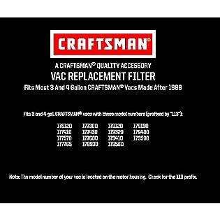 HEPA Rated Material Fine Dust Filter  Craftsman Tools Wet Dry Vacs 