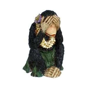 Hawaiian Hula Girl Monkey See No Evil Statue