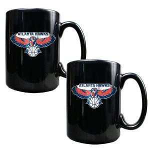  Atlanta Hawks NBA 2pc Black Ceramic Mug Set   Primary Logo 