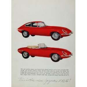  1962 Ad Jaguar XK E Red Sports Car Gran Turismo Coupe 