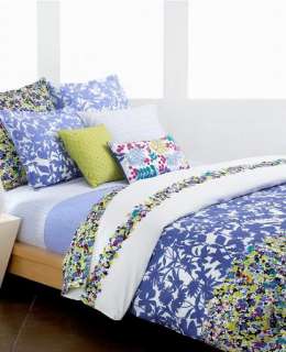 Periwinkle Blue Floral COMFORTER SET King Ombre Cotton  