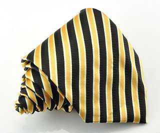   Jacquard Woven silk Mens Tie Stripes Necktie set Cufflinks yellow 93