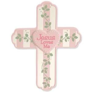 Jesus Loves Me Wall Cross Pink 