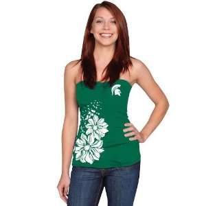  Michigan State Spartans Ladies Green Flowers Tube Top 
