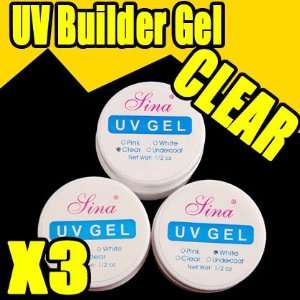    3 X Uv Gel Nail Art Builder Tool Clear Pink White 013 Beauty