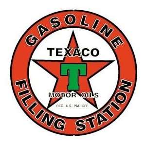  Texaco Gasoline Filling Station Round Retro Vintage Tin 