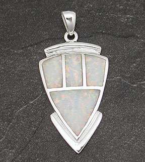 NEW Sterling Silver White Opal Inlay Pendant Inlaid   