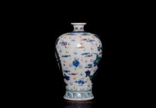CHINESE MARKED QING DYNASTY FAMILLE VERTE ENAMELED 18TH C MEIPING VASE 