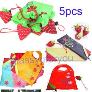 5pc Strawberry Cute Eco Reusable Shopping Shoulder Bag  