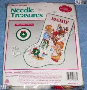 DEEREST ANGELS Stocking & Ornament Needlepoint Christmas Kit  Reindeer 