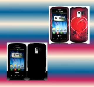 Black+h.WHearts Straight Talk LG Optimus Q L55C Phone Cover Hard Shell 
