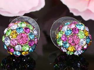 Multi Color Ball Stud Earrings use Swarovski Crystal SE467  