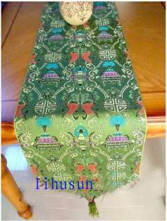 Noble Classic GREEN CHINESE SILK TABLE RUNNER CLOTH  