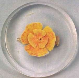 Lovely Vintage PEACH FLOWER LUCITE PIN BROOCH Retro WOW  