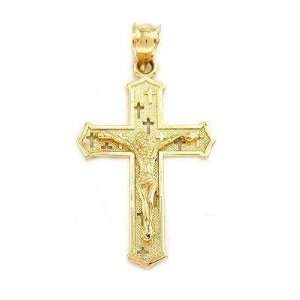   Gold Crucifix Charm Religious Catholic Cross 30.5mm