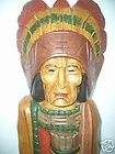 WOODEN INDIAN CIGAR STORE CHIEF COWBOY STATUE 3+