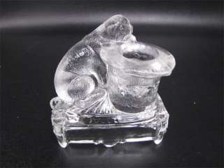 Antique Belmont Glass Dog With Hat Toothpick Holder  