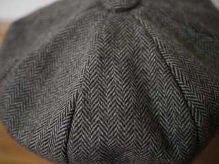 Vintage 70s TOTES Herringbone Wool Tweed Newsboy Newsy Hat Cap M 
