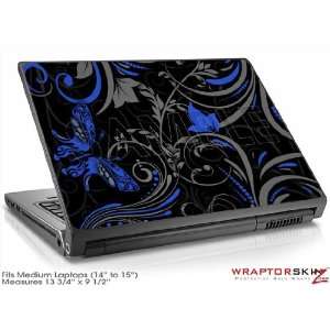  Medium Laptop Skin   Twisted Garden Gray and Blue by 